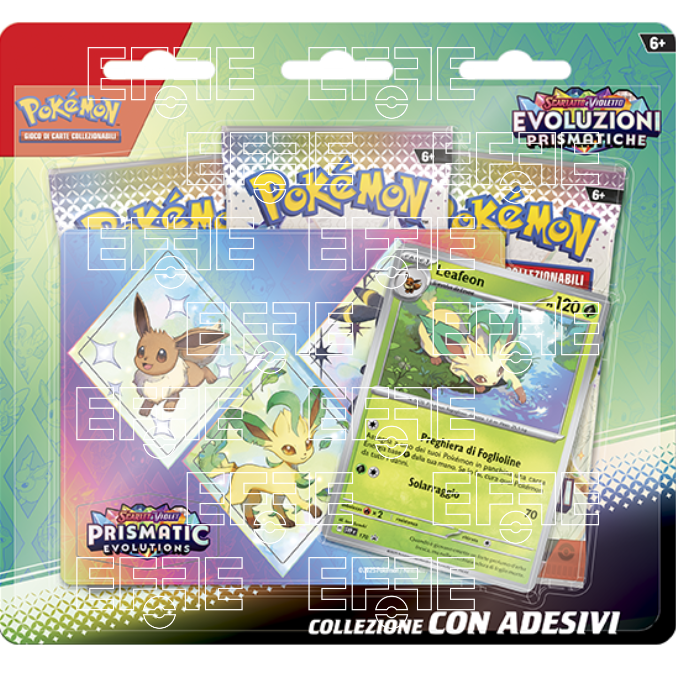 Collezione Evoluzioni Prismatiche con Adesivi Eevee, Leafeon e Umbreon (IT)