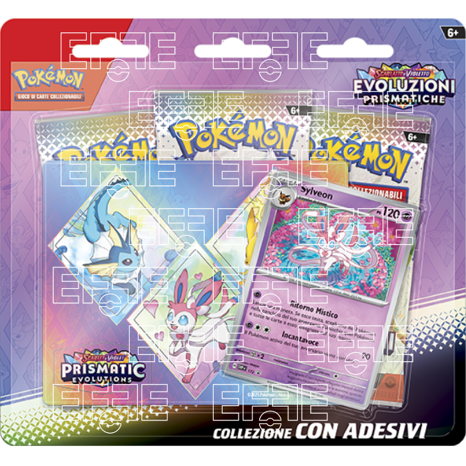 Collezione Evoluzioni Prismatiche con Adesivi Vaporeon, Sylveon e Jolteon (IT)